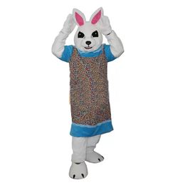 High quality White Bunny Rabbit Mascot Costume Halloween Christmas Fancy Party Dress Cartoon Character Suit Carnival Unisex Adults Outfit