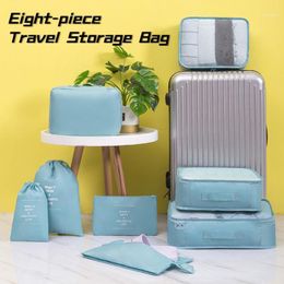 Storage Bags 8pieces Set Travel Organiser Suitcase Packing Cases Portable Luggage Clothes Shoe Tidy Pouch