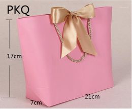 Gift Wrap 20pcs Present Paper Wedding Bag Recyclable Pouch Party Favor DIY Packaging With Handles Bow Ribbon1