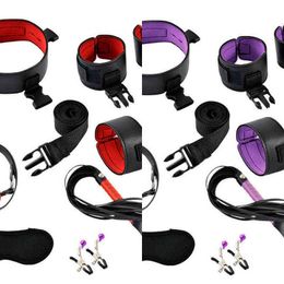 Nxy Sm Bondage Sex Product Exotic Accessories Fetish Slave Handcuffs Ankle Cuffs Nipple Clamps Tail Anal Plug Butt Vibrator for Adult Game 1223