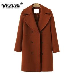 Winter Woman Coat Female Long Thick Jacket Autumn Women's Thin Windbreaker Cashmere Coat Women Warm Woolen Solid Overcoat 201103