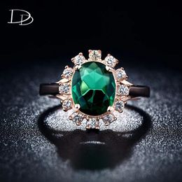 Wedding Rings Vintage 585 Rose Gold Colour Green Round Crystal For Women Elegant Engagement Ring Anel Kr013