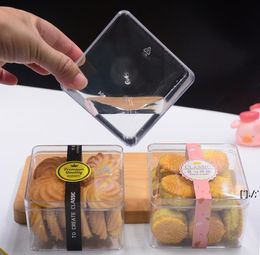 -9.5 * 9.5 * 6.5см пластиковый пищевой сорт PS Clear Cake DIY Cookies Box Biscuit упаковочный контейнер контейнера контейнера Candy RRF12977
