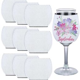 10Pcs Sublimation Blank Wine Glass Neoprene Sleeve Insulator Cover for DIY Ornaments Wedding Christmas Halloween Party