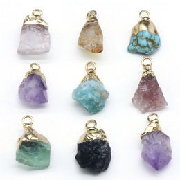 Irregular Natural Crystal Stone Handmade Chain Pendant Necklaces For Women Men Party Club Decor Fashion Jewelry