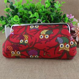 Hot Sale Owl canvas coin purse Smart Mini Slim Card Wallet Ladies Wallets