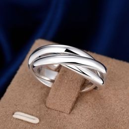 Women's silver rings, fashion Silver wedding engagement Jewellery Three layer size 5-10 Unisex ring for men R167