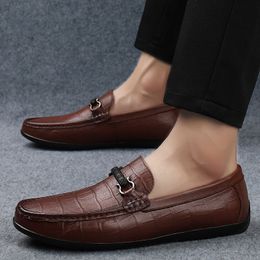 Italian Casual Formal Shoes Mens Loafers Genuine Leather Dress Shoes Flats Man Luxury Quality Shoes for Men Quality Moccasins