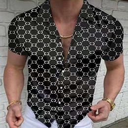 Men's Casual Shirts Vintage Floral Print Turn-down Collar Black Brand Shirt 2021 Summer Short Sleeve Tops Men Fashion Streetwear