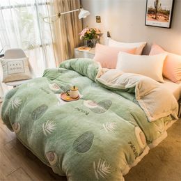 Pineapple Avocado Pattern Super Soft Raschel Blanket Thick Coral Fleece Plush Duvet Cover Double Side Warm Blankets For Bed 201222