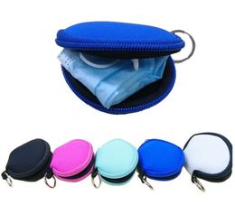 Multifunctional Neoprene Small Purse Zipper Coin Purse Face Mask Holder For Earphone Bags Purse Zipper Pouch with Keyring 100pcs