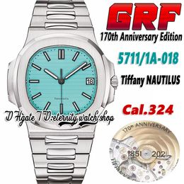 2022 GRF 5711/1A-018 Cal.324SC A324 Automatic Mens Watch Tiffan9 Blue Textured Dial SS Stainless Bracelet Joint 1851-2021 170th Anniversary Super eternity Watches