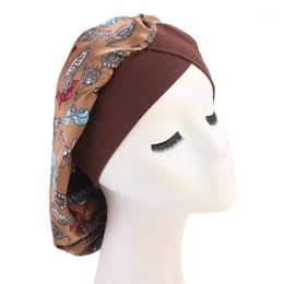 Sleeping Bonnet Imitated Silk Fabric Soft Women Turban Hat Salon Fashion Home Forehead Crossed Floral Printed Hair Care1