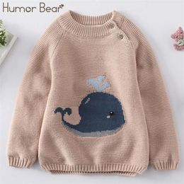 Humour Bear Kid Ssweater Knitted Wool Autumn Baby Sweater Children's clothes Printing Cartoon Bay Girls Sweater 201109