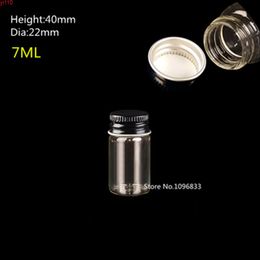 7ml Small Empty Glass Bottles With Aluminium Screw Black Cap Transparent Clear Liquid Container Wishing Bottle Jar 24pcsgoods