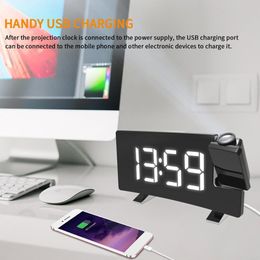 Projection Alarm Clock Digital Date Snooze Function Backlight Rotatable Wake Up Projector Multifunctional Led Clock Fast Ship LJ200827