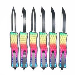 P Serials Colorful Diamond Pattern Handle Double Action Tactical Self Defense Pocket Folding Edc Knife Hunting Knives Xmas Gift