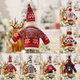 Christmas Decorations Faroot Merry Wine Bottle Cover Hat Wrap Scarf Xmas Party Dinner Table Decor Al Home Kitchen Ornaments1
