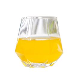 300ml Glass Wine Glasses Milk Cup Coloured Crystal Glass Geometry Hexagonal Cup Phnom Penh Whiskey Cup sea shipping HHA3499