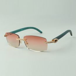 Designer medium diamond sunglasses 3524026 with teal wood arms glasses, Direct sales, size: 18-135mm