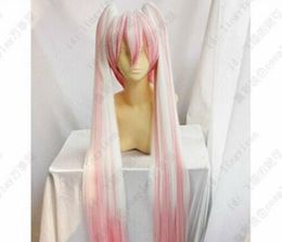 -Hatsune Miku-Sakura Hatsune rosa e bianco cos clip clip con clip con coda di cavallo 100 cm parrucca da partito cosplay