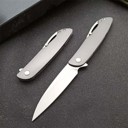 High Quality New Design Flipper Folding Knife 8Cr13Mov Satin Drop Point Blade Stainless Steel Handle EDC Keychain Knives With Retail Box