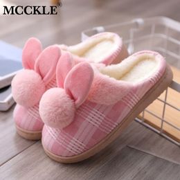 MCCKLE Women Slippers Shoes Home Winter Autumn Rabbit Cute Ladies Non-slip Soft Fashiom Warm House Female Indoor Bedroom Shoe Y201026