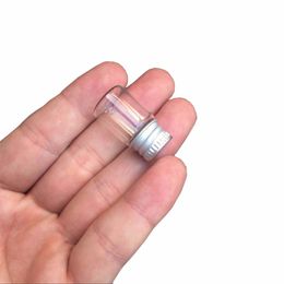 2ml Mini Glass Bottles Crafts Cute Aluminium Cover Empty Wishing Gift Jars Decorate 100pcs Free Shipping