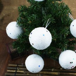 Christmas Decoration Styrofoam Balls for Tree White With Star Pendent 4 5 6cm Xmas Wedding Ornaments Plastic Hanging Ball