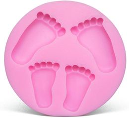 Silicone 3D Baby Foot Cake Mould Fondant Mould Shower Topper Decoration DIY Baking for Sugarcraft Chocolate 122140