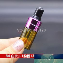 100pcs 3ml Amber Glass Dropper Bottles 3CC Empty Essential Oil Bottle,Black Rubber Small Pipette Vial, Mini Sample Container