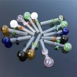 Wholesale Colorful Creative 10cm Fish glass oil burner pipe Straight Flower big 30mm ball smoking hand tube nails pipes