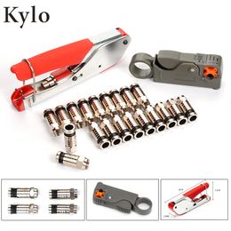 Wire Stripping Plier Kit Connector Compression Tool For RG6 RG59 F Fitting Coaxial Cable Crimper Striper Terminal crimping plier Y200321