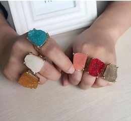 Ring for women natural big crystal stone female models exaggerated personality gold gemstone Rings