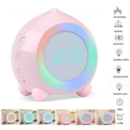 Kids Smart Alarm Clock bluetooth Function 7 Colours Changing Bedroom Student Wake Up Digital Display Table Clock Sleep Timer 201222