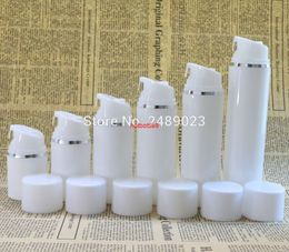Plastic Airless Bottle With Silver Line Empty Cosmetic Containers White Cap Packaging 100 pcs/lot Free Shipping DHLpls order