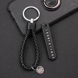 Keychains Anti-lost Car Keychain Phone Number Card Keyring Plate Lock Key Ring Auto Vehicle Chain Accessories1