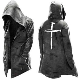 New Halloween Printed Cross Hooded Jacket Assassin's Creed Men's Pullover Trendy Frontline Play Costume