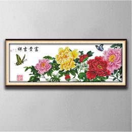 Wealth and good fortune home decor paintings ,Handmade Cross Stitch Embroidery Needlework sets counted print on canvas DMC 14CT /11CT