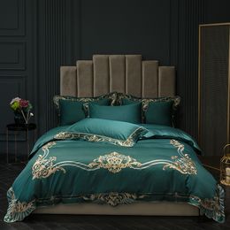 New arrivel 600TC Egyptian bedding sets Red Green Peach bed set queen king size duvet cover Fitted bed sheet set parure de lit T200706