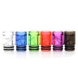 Großhandel 510 Spiral Drip Tip Raucherzubehör Anti-Spucken-Rücken-Kunststoffgewinde Breite Bohrung 6-Farben-E-Zigaretten-Mundstück für CE3 CE4 EGO TFV8-Verdampfer