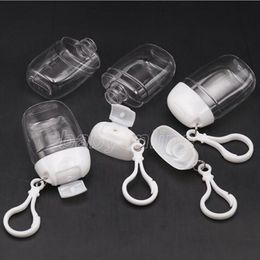 Hot 30ML Hand Sanitizer Bottle With Key Ring Hook Clear Transparent Plastic Refillable Containers Travel Bottle FY4643 FY5237 JY26