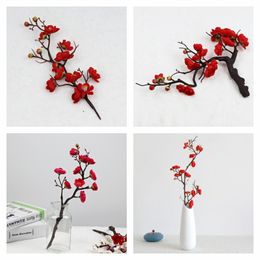 -Cherry Vermelho Plum Flor De Seda Artificial Flores Plástico Ramo Para Casamento Flor Home Diy Decoração Espuma de Natal Berry 20220223 Q2