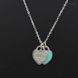 New Arrival Love Double Heart Enamel Ladie FOREVER LOVE Stainless Steel Necklace Drift Bottles Jewelry Wholesale Gift For Women1