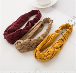 Chinese knot broad-brimmed cross headband knitting hairband makeup wash face headband hair accessories Ladies hair band