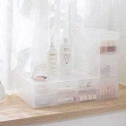 Creative Home Storage Box Plastic Organization Cabinet Transparent Frosted Drawer Cosmetics Sundries Desktop Storage Bins 8 Styles