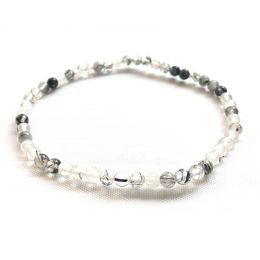 MG0108 Wholesale 4 mm Black Rutilated Quartz Bracelet Mini Gemstone Jewellery Crystals Energy Balance Bracelet for Women
