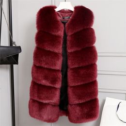 Winter Thicken Faux Fur Vest Coat Women Solid Sleeveless Warm Elegant Top Coats Female Fashion Ladies Vests Plus Size 3XL 201215