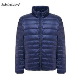 Schinteon Men White Duck Down Jacket Ultra Light Thin Jackets Stand Collar Outerwear New Arrival Autumn M-6XL LJ201009