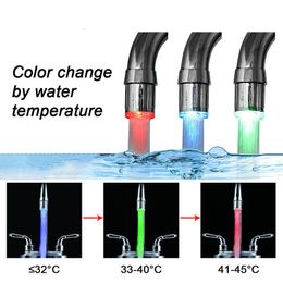 New LED Faucet Temperature Control Color Atmosphere Lights No Battery Hardware Sensor Sink Taps Glow With Connector Bathroom Decor CFYL0214